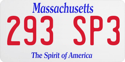MA license plate 293SP3