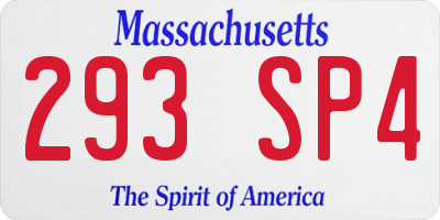 MA license plate 293SP4