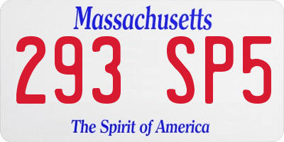 MA license plate 293SP5
