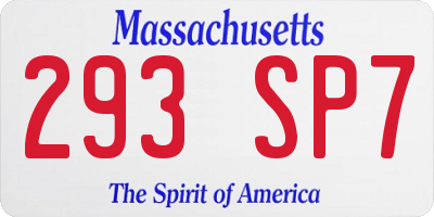 MA license plate 293SP7