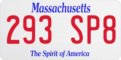 MA license plate 293SP8