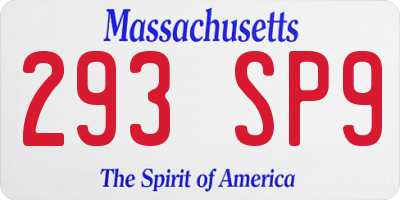 MA license plate 293SP9