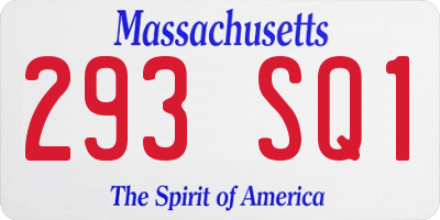 MA license plate 293SQ1