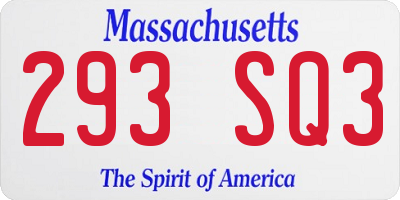 MA license plate 293SQ3