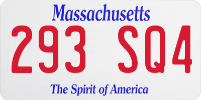 MA license plate 293SQ4