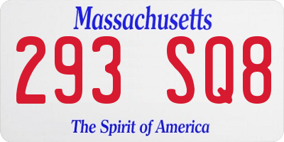 MA license plate 293SQ8