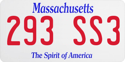 MA license plate 293SS3