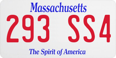 MA license plate 293SS4