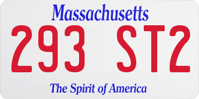 MA license plate 293ST2
