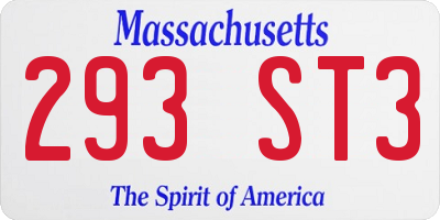 MA license plate 293ST3