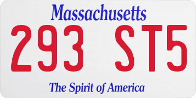 MA license plate 293ST5