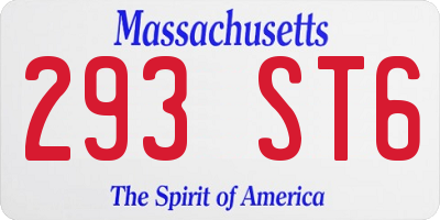 MA license plate 293ST6