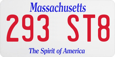 MA license plate 293ST8