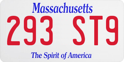 MA license plate 293ST9