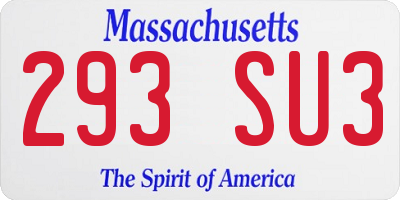 MA license plate 293SU3