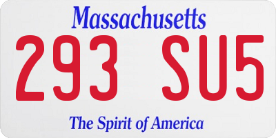 MA license plate 293SU5