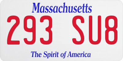 MA license plate 293SU8