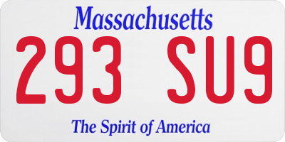 MA license plate 293SU9
