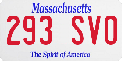 MA license plate 293SV0