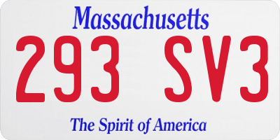MA license plate 293SV3
