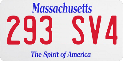 MA license plate 293SV4