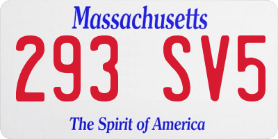 MA license plate 293SV5