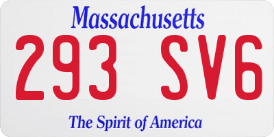 MA license plate 293SV6