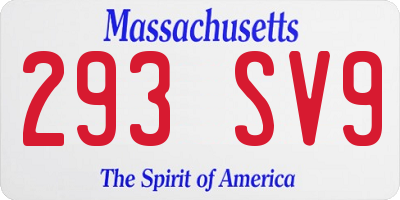 MA license plate 293SV9