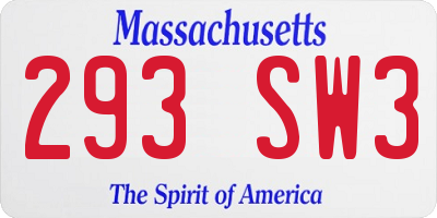MA license plate 293SW3