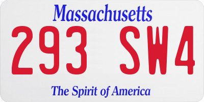 MA license plate 293SW4