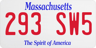 MA license plate 293SW5