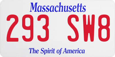 MA license plate 293SW8