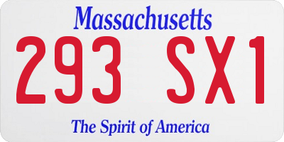 MA license plate 293SX1