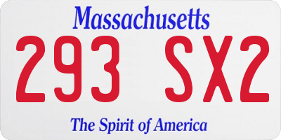 MA license plate 293SX2