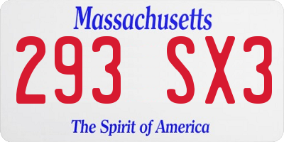 MA license plate 293SX3