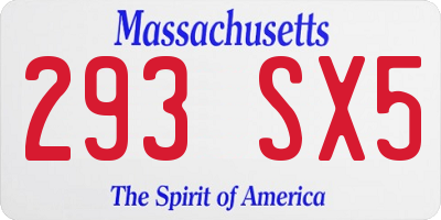 MA license plate 293SX5