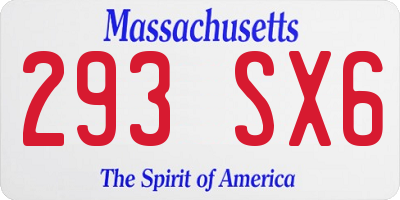 MA license plate 293SX6