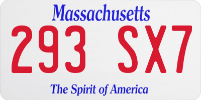 MA license plate 293SX7