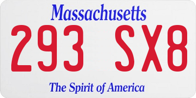 MA license plate 293SX8
