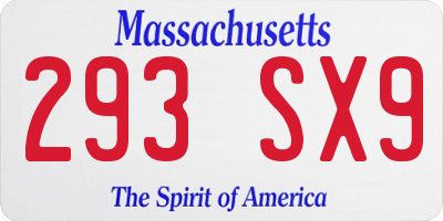 MA license plate 293SX9