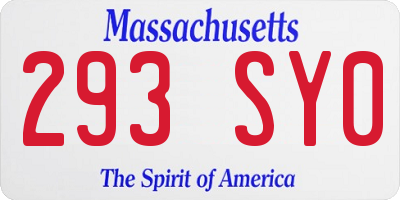 MA license plate 293SY0