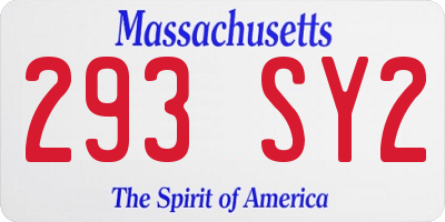MA license plate 293SY2