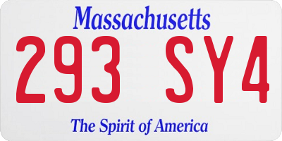 MA license plate 293SY4
