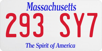 MA license plate 293SY7