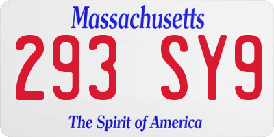 MA license plate 293SY9