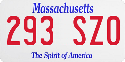 MA license plate 293SZ0
