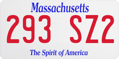 MA license plate 293SZ2