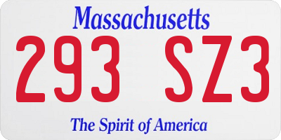 MA license plate 293SZ3
