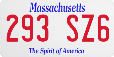 MA license plate 293SZ6