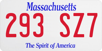 MA license plate 293SZ7